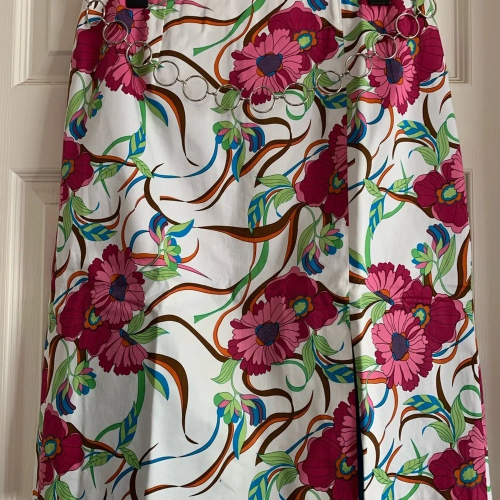 Metro Style Stretch Women’s Floral Belted Skirt Size 12